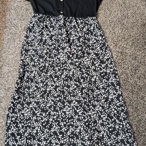 SHEIN Black and White Floral Maxi Dress
